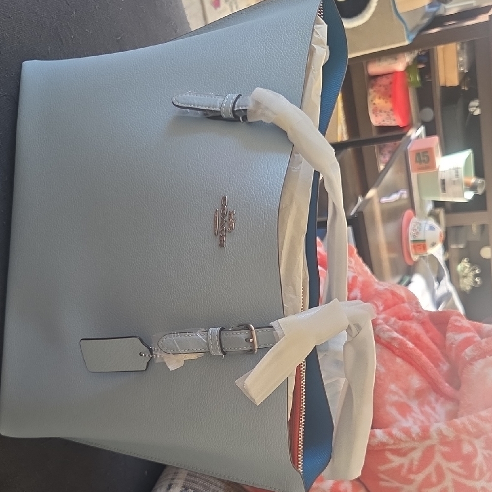 Coach Light Blue Leather Tote